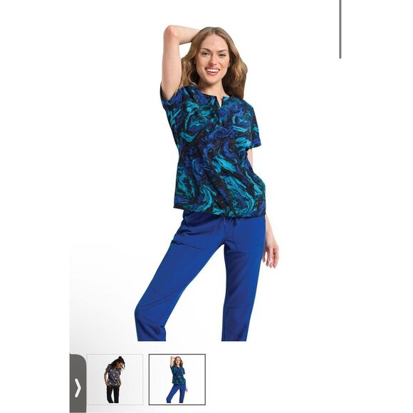 NEW Inspira IP723 Round Neck Print Scrub Top 3x - Picture 1 of 2